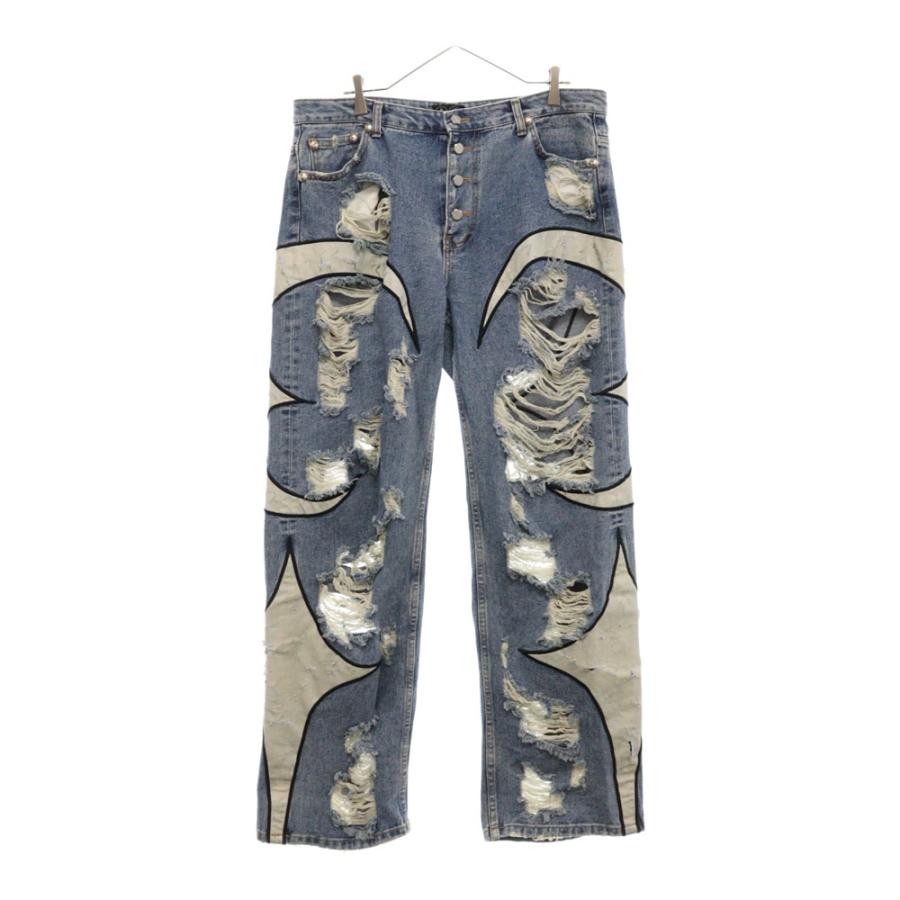 THUG CLUB サグクラブ 24AW ダメージ加工トライバルデニムパンツ