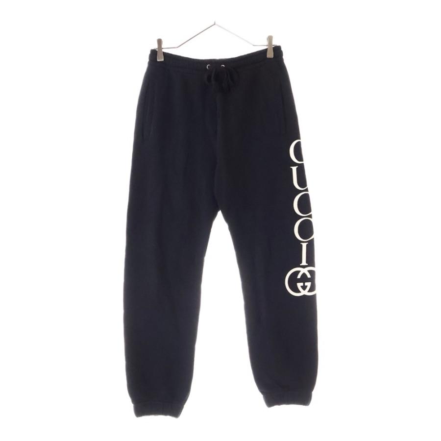 GUCCI（グッチ） サイドロゴプリント スウェットパンツ ブラック