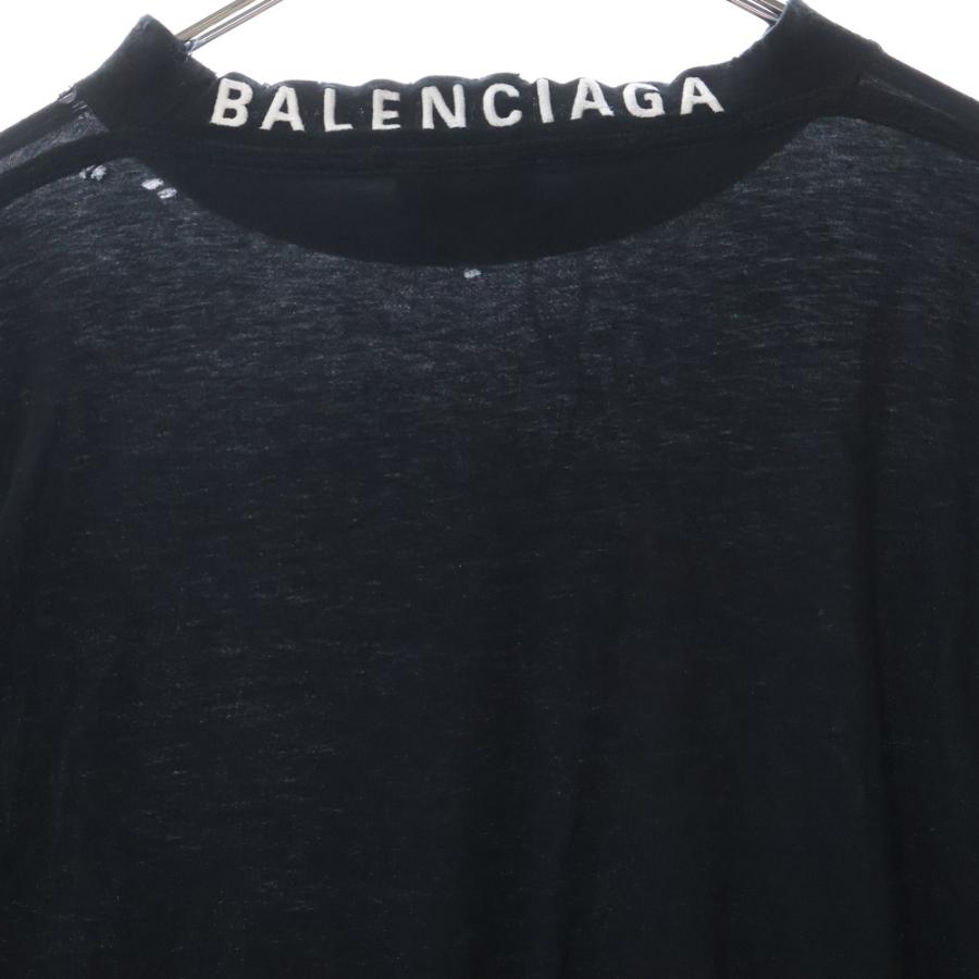 BALENCIAGA（バレンシアガ） ダメージ加工 ロゴ刺繍 長袖Tシャツ