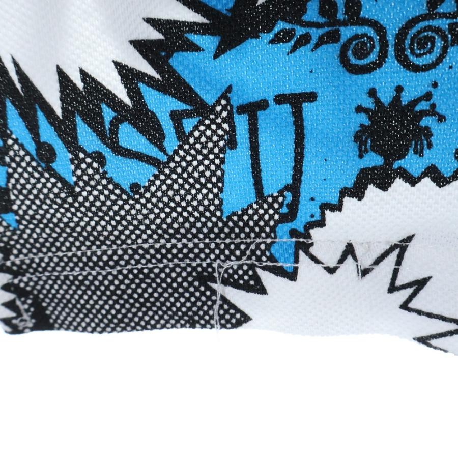 STUSSY（ステューシー） POP SHOUT POLO 総柄 ポロ半袖シャツ ブルー