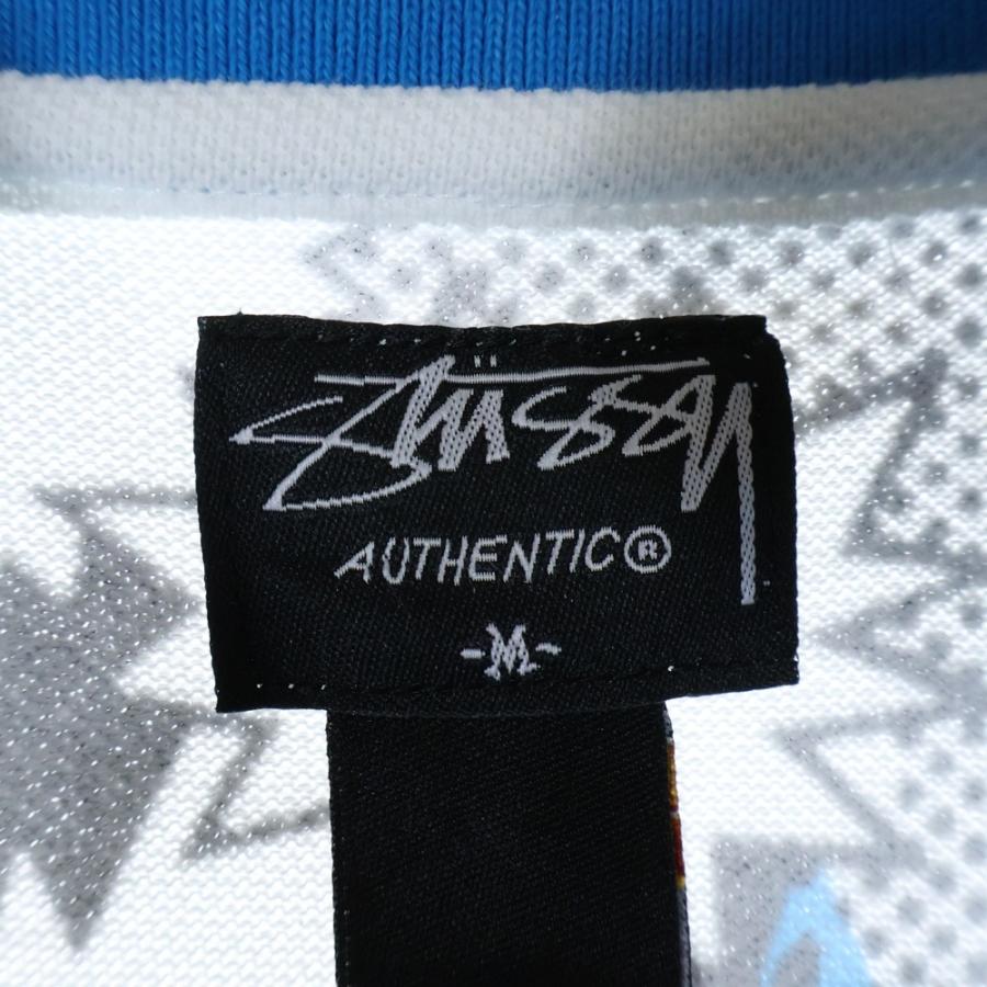 STUSSY（ステューシー） POP SHOUT POLO 総柄 ポロ半袖シャツ ブルー