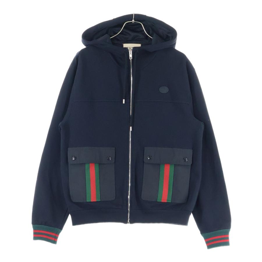 GUCCI（グッチ） GG Cotton Jersey Hooded GGロゴパッチ付き ジップ