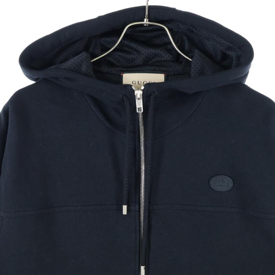 GUCCI（グッチ） GG Cotton Jersey Hooded GGロゴパッチ付き ジップ