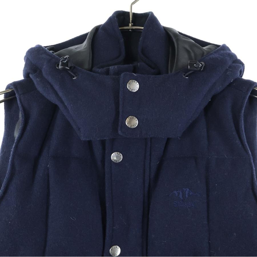 STUSSY（ステューシー） ウール フード付き ダウンベスト ネイビー