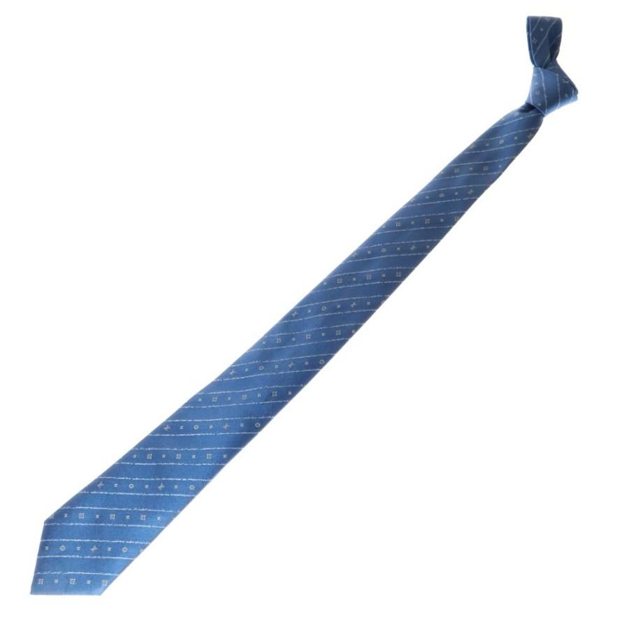 未使用級 ルイヴィトン Louis Vuitton ネクタイ シルク ブルー LOUIS VUITTON（ルイ・ヴィトン） モノグラム シルク ネクタイ ブルー