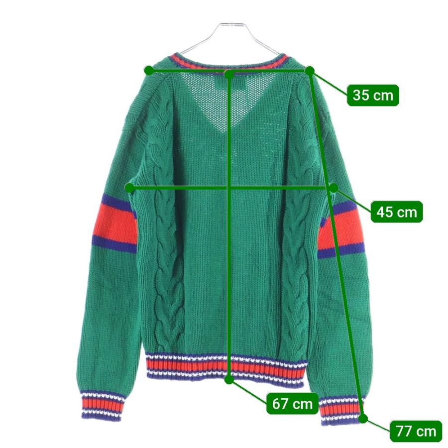GUCCI グリーン Vネック ニット GUCCI（グッチ） 20SS Wool V Neck Cable Knit Sweater ウールVネック