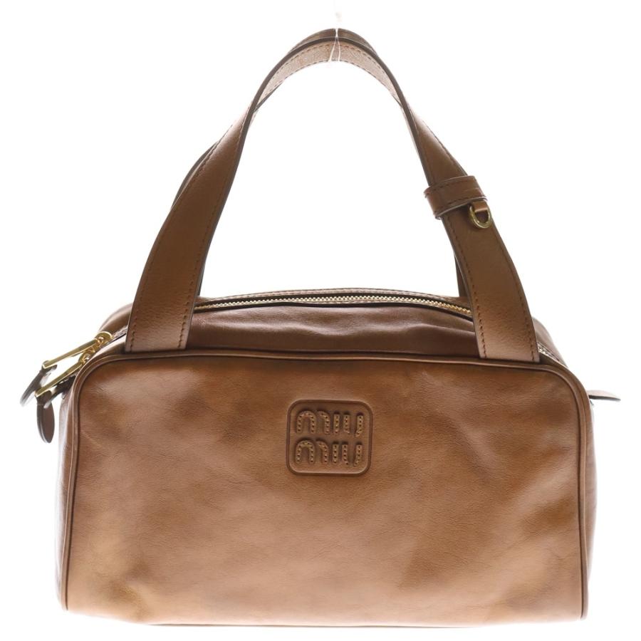 miumiu ブラウンレザーハンドバッグ miumiu ミュウミュウ Leather Top Handle Bag レザートップハンドル