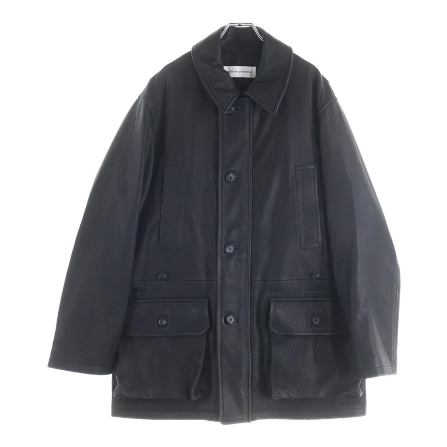 00s フランス製 ディアスキン レザーコート ネイビー ディアスキンレザーPコート(506837329)｜HANKYU MEN'S / 阪急メンズ