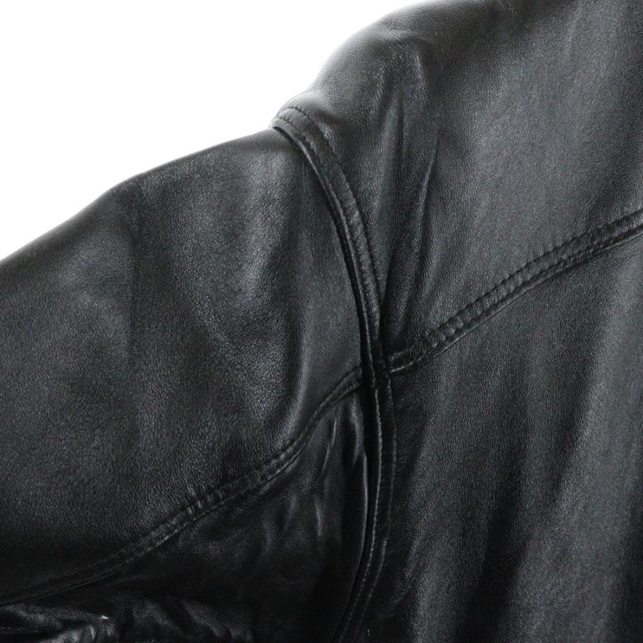 pelle ペレペレ スタッズロゴ レザーバーシティージャケット ブラック