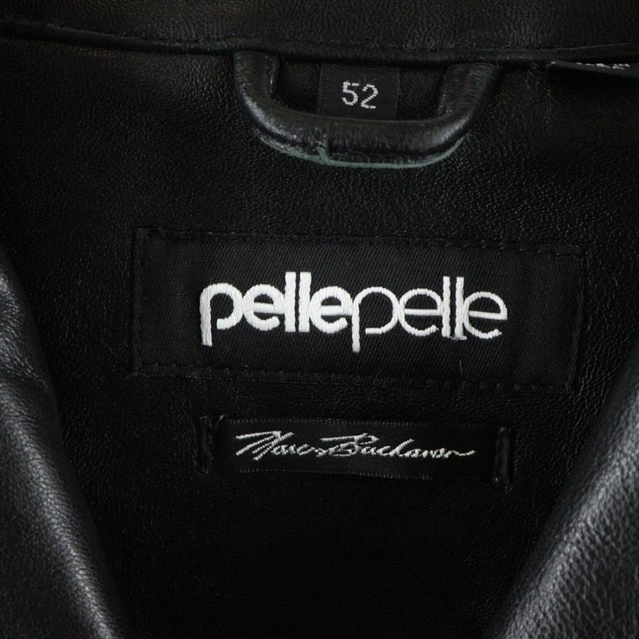 pelle ペレペレ スタッズロゴ レザーバーシティージャケット ブラック