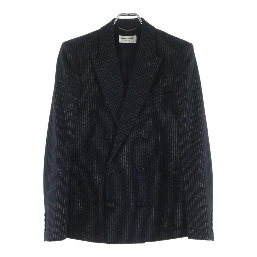 SAINT LAURENT 2019 サンローラン ウールダブルジャケット 34 サンローランパリ 19AW ダブルブレストラメストライプテーラード