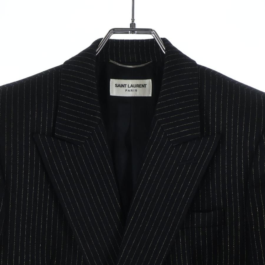 【Yves Saint Laurent】 6B ダブル テーラード ジャケット サンローランパリ 19AW ダブルブレストラメストライプテーラード