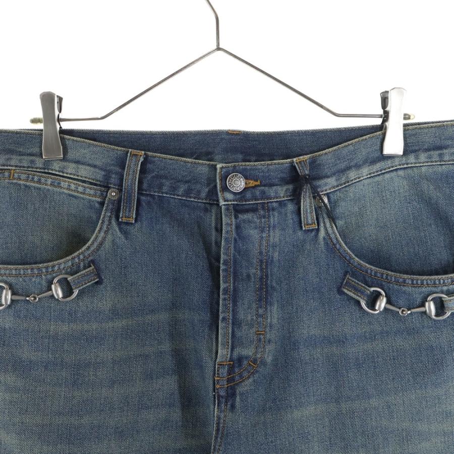 新品未使用 デムナGUCCI 26SS デニム32 グッチ 26SS By Demna Gvasalia Horsebit Detail Cotton Denim Pants