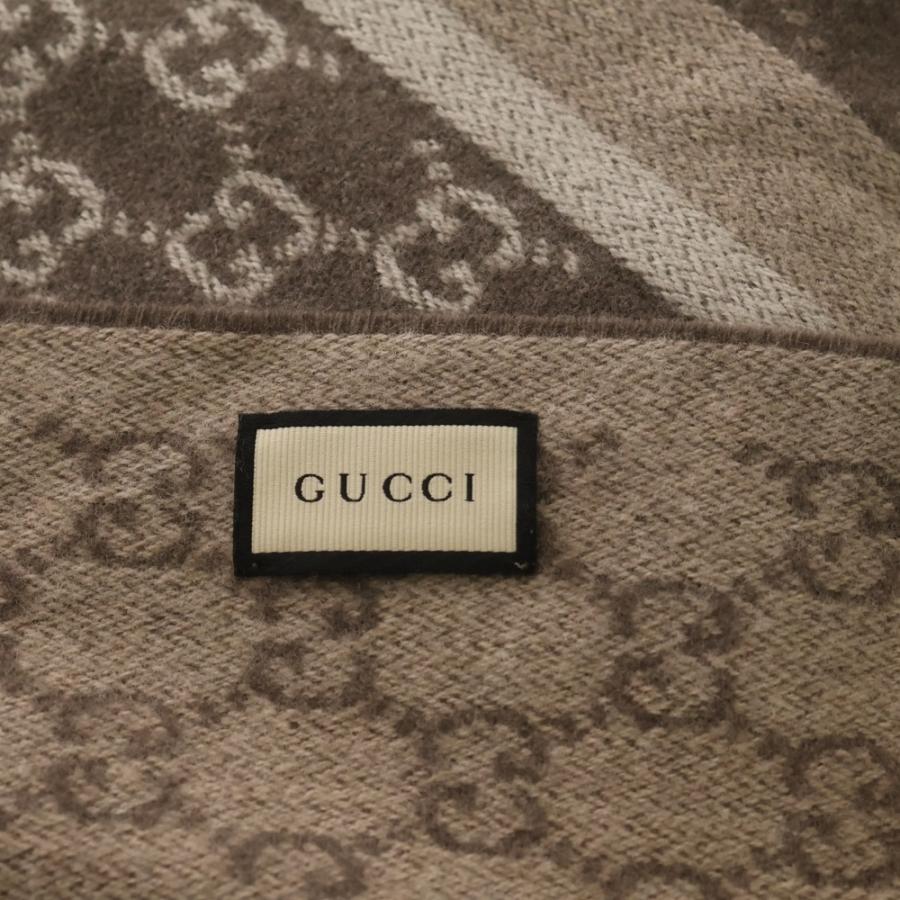 GUCCI グッチ GG柄 ウール フリンジ マフラー ブラウン 391530 4G944
