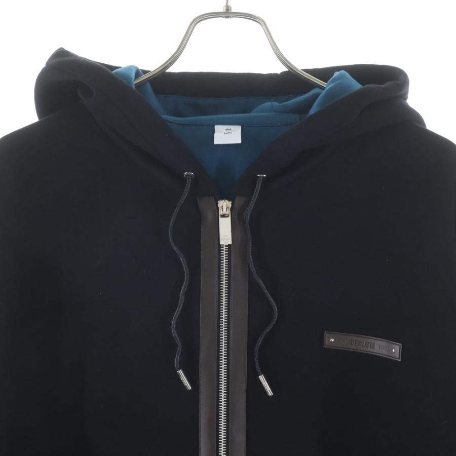 Berluti ベルルッティ レザーロゴ ボンティング ジップアップパーカー R2JZL21JAFL ブラック_2