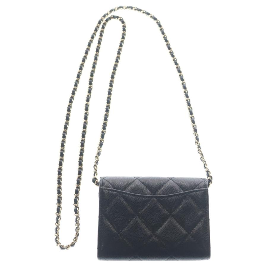 CHANEL シャネル マトラッセチェーンウォレット ミニショルダー キャビアスキン AP0238Y33352 ブラック/ゴールドの画像