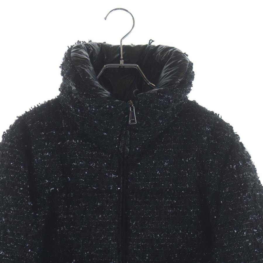 モンクレール 25AW Urbel Tweed Short Down Jacket ウルベル ツイード ショート ダウンジャケット ブラック レディース K20931A00245の画像
