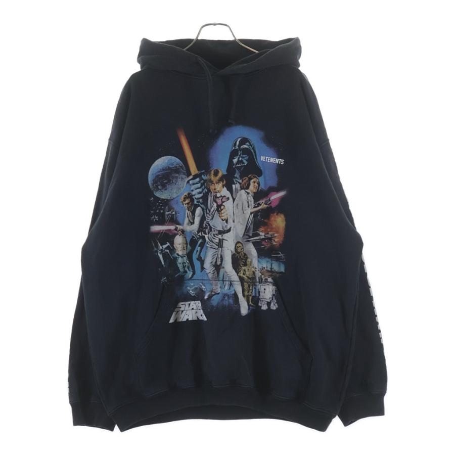 VETEMENTS ヴェトモン 19AW ×STARWARS Movie Poster 1 Hooded Shirt ×スターウォーズ ムービーポスター1フーディー プルオーバーパーカー USW21TR014 ブラック VETEMENTS（ヴェトモン） 19AW ×スターウォーズ ムービーポスター1