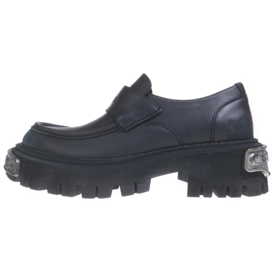 BALENCIAGA バレンシアガ TRACTOR LOAFER トラクター ローファー プレート付き ダメージ加工 レザーシューズ 825735 ブラック/シルバー BALENCIAGA（バレンシアガ） TRACTOR LOAFER トラクター ローファー