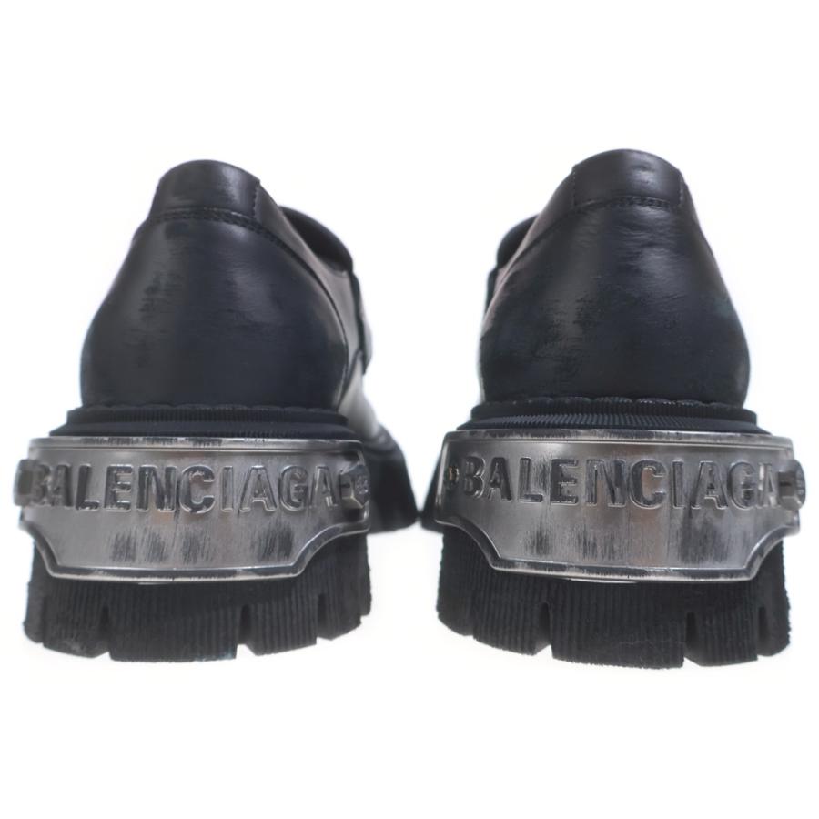 BALENCIAGA バレンシアガ TRACTOR LOAFER トラクター ローファー プレート付き ダメージ加工 レザーシューズ 825735 ブラック/シルバー BALENCIAGA（バレンシアガ） TRACTOR LOAFER トラクター ローファー
