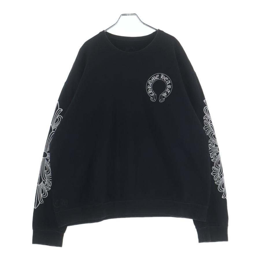 Chrome Hearts ブラック 長袖トレーナー CHROME HEARTS（クロムハーツ） ホースシュー アームフローラルクロス