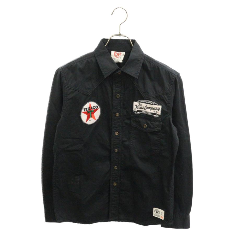 TEXACO テキサコ ロゴパッチ長袖ミリタリーシャツ ブラック : BRING 