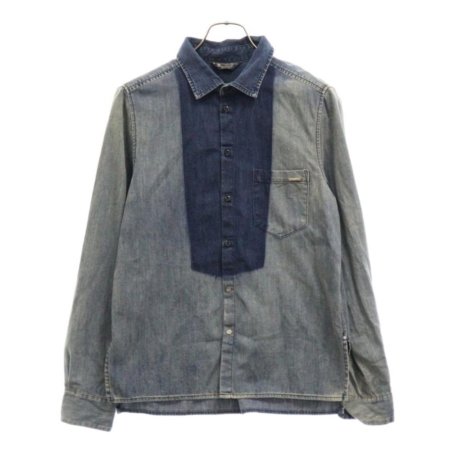 DIESEL（ディーゼル） 切り替え 長袖 デニムシャツ インディゴ : BRING