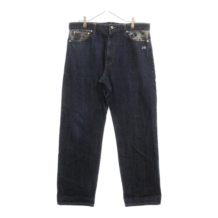 STUSSY ステューシー 総柄 切り替え デニムパンツ ジーンズ STUSSY ステューシー 総柄 切り替え デニムパンツ ジーンズ
