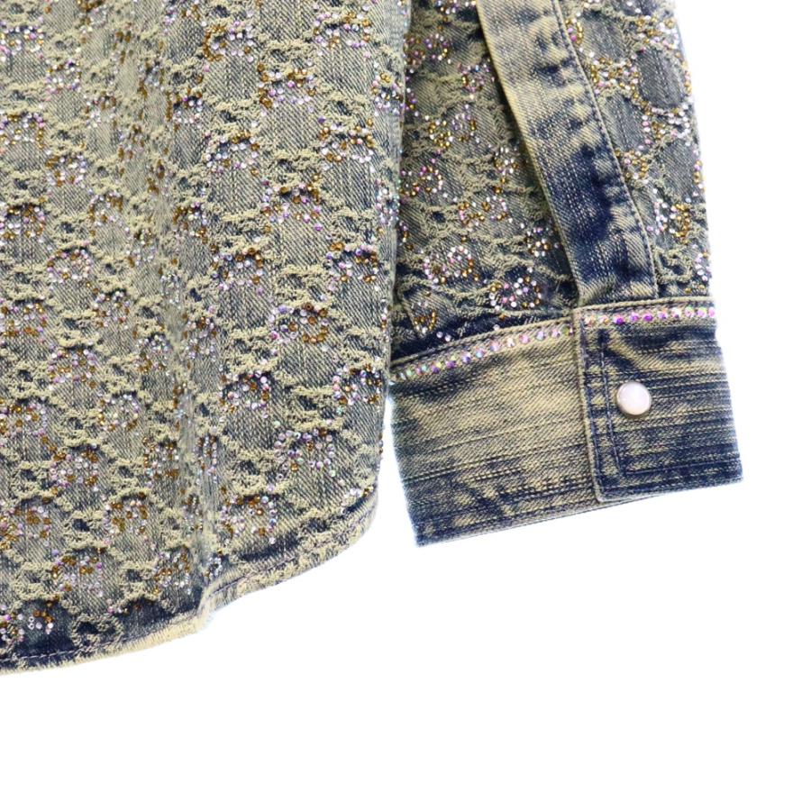 GUCCI（グッチ） GG Jacquard Washed Denim Crystal Embellished Shirt