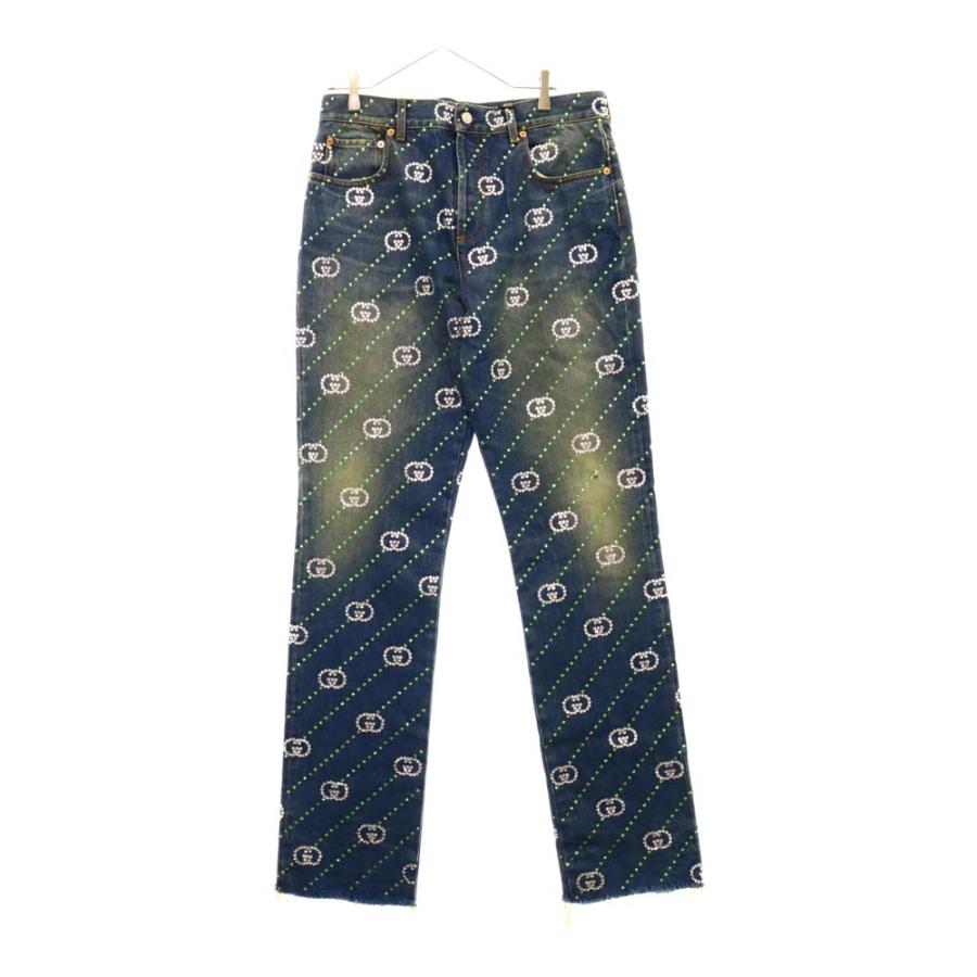 GUCCI（グッチ） Crystal Interlocking G Denim Pant インター