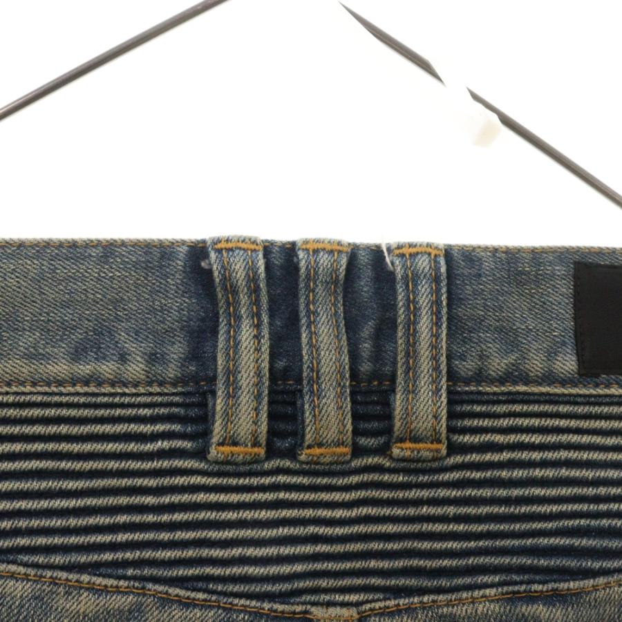 BALMAIN バルマン 14AW ダメージ加工蛇腹バイカースキニーデニムパンツ W4HT551B658V インディゴ BALMAIN（バルマン） 14AW ダメージ加工蛇腹バイカースキニーデニム