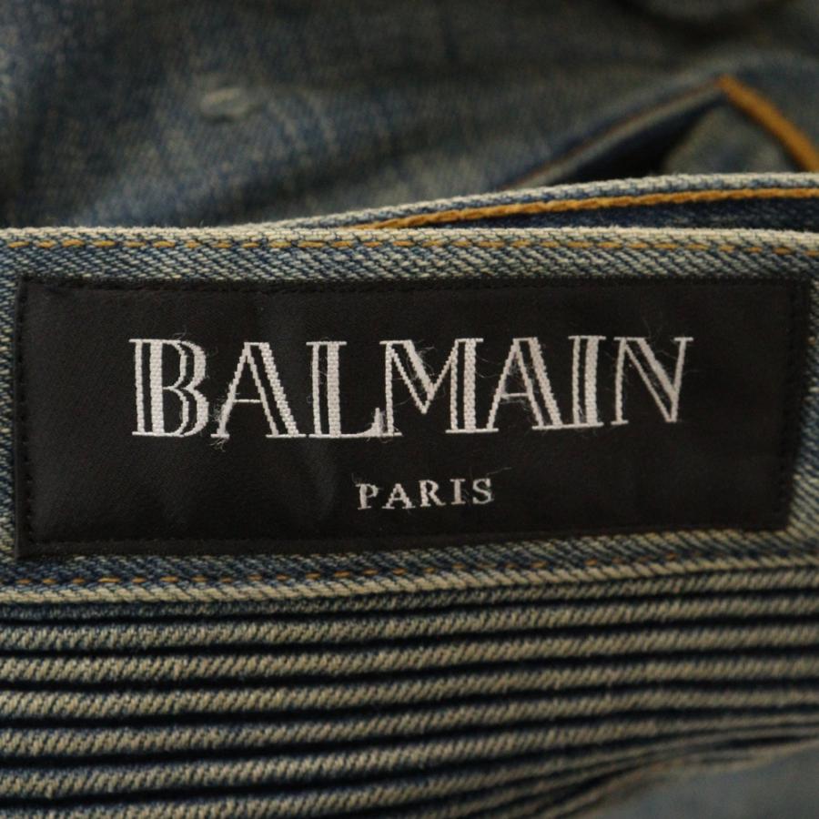 BALMAIN（バルマン） 14AW ダメージ加工蛇腹バイカースキニーデニム