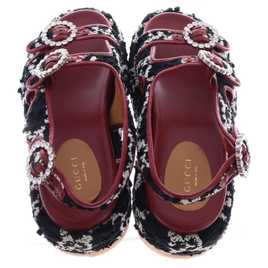 GUCCI（グッチ） 19SS GGツイード プラットフォーム サンダル ブラック