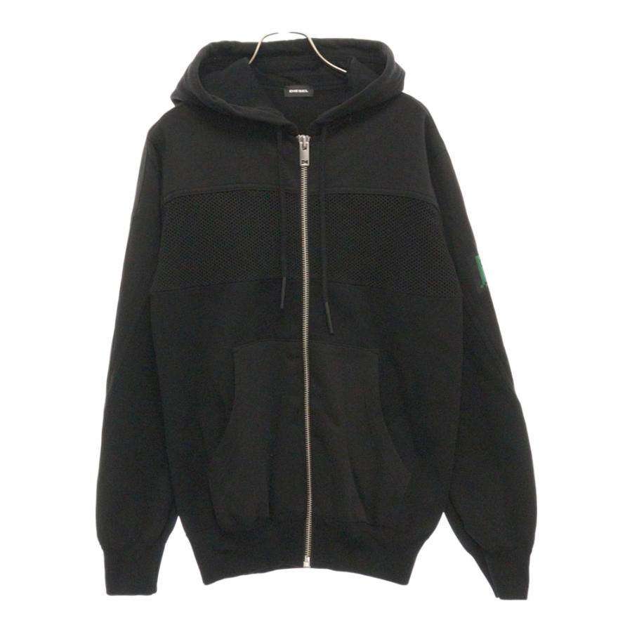 DIESEL（ディーゼル） 袖ロゴパッチ メッシュニット ジップアップ 