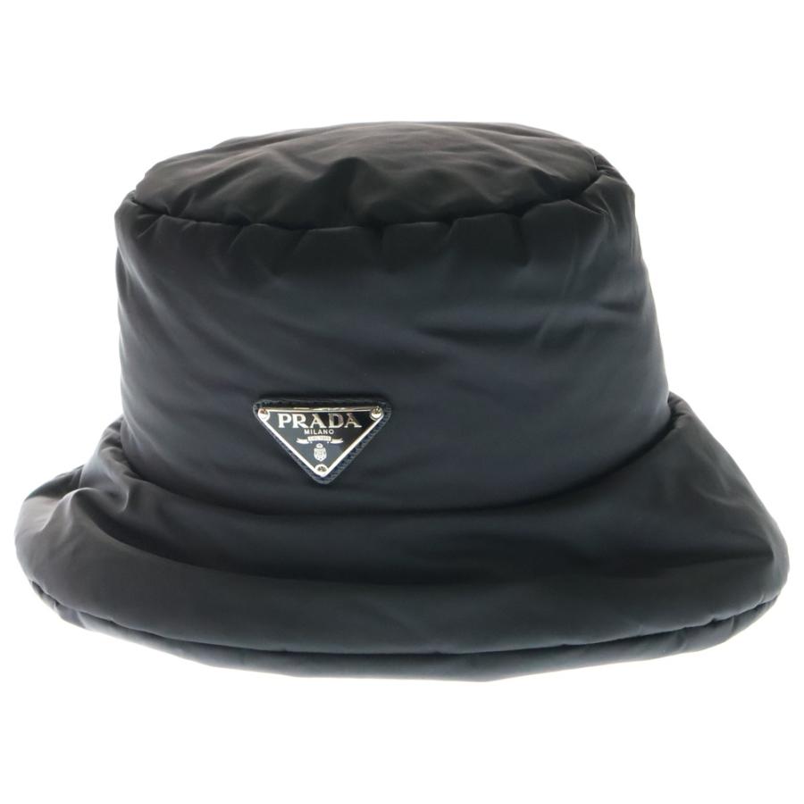 超美品　PRADA　プラダ　三角　トライアングル　ロゴプレート　バケットハット PRADA（プラダ） トライアングル 三角ロゴプレート ナイロンバケット