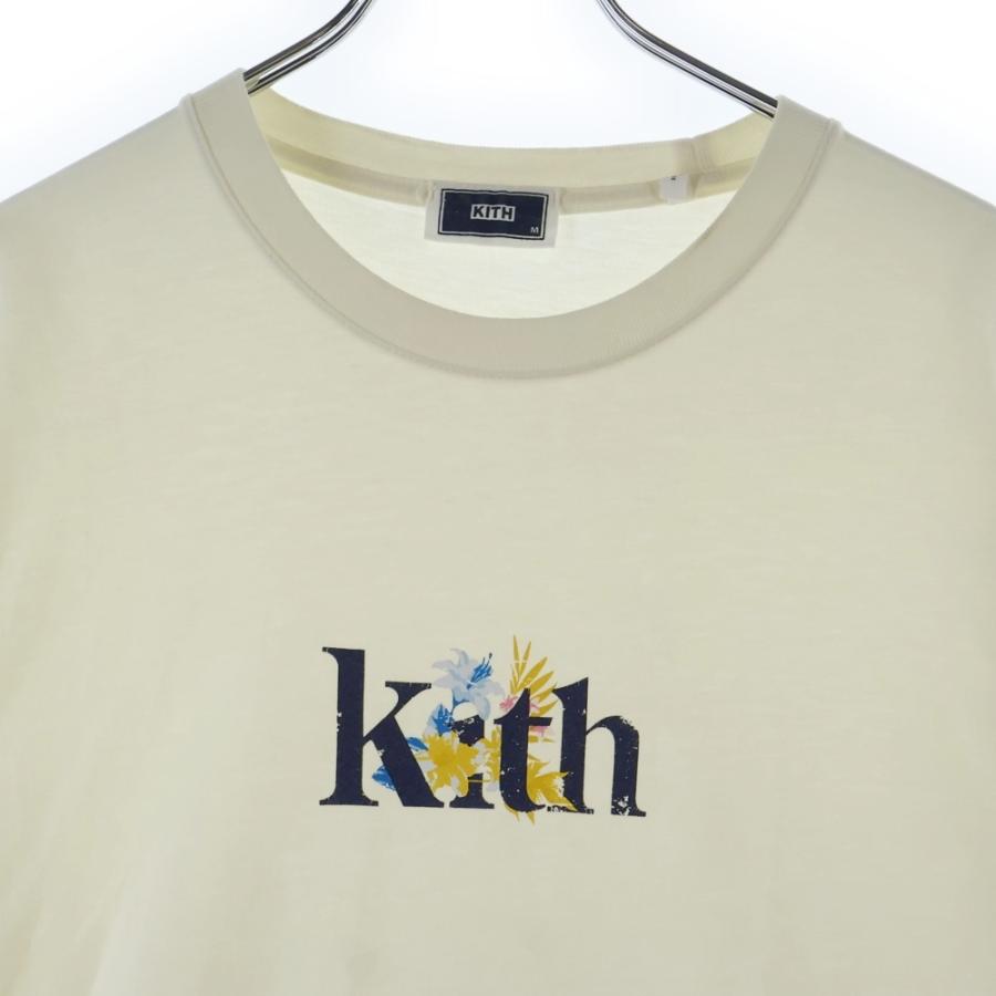 KITH キス ☆ 刺繍 ボックスロゴ フラワー 総柄 Tシャツ L ホワイト KITH（キス） フラワープリント フロントロゴ クルーネック 半袖T