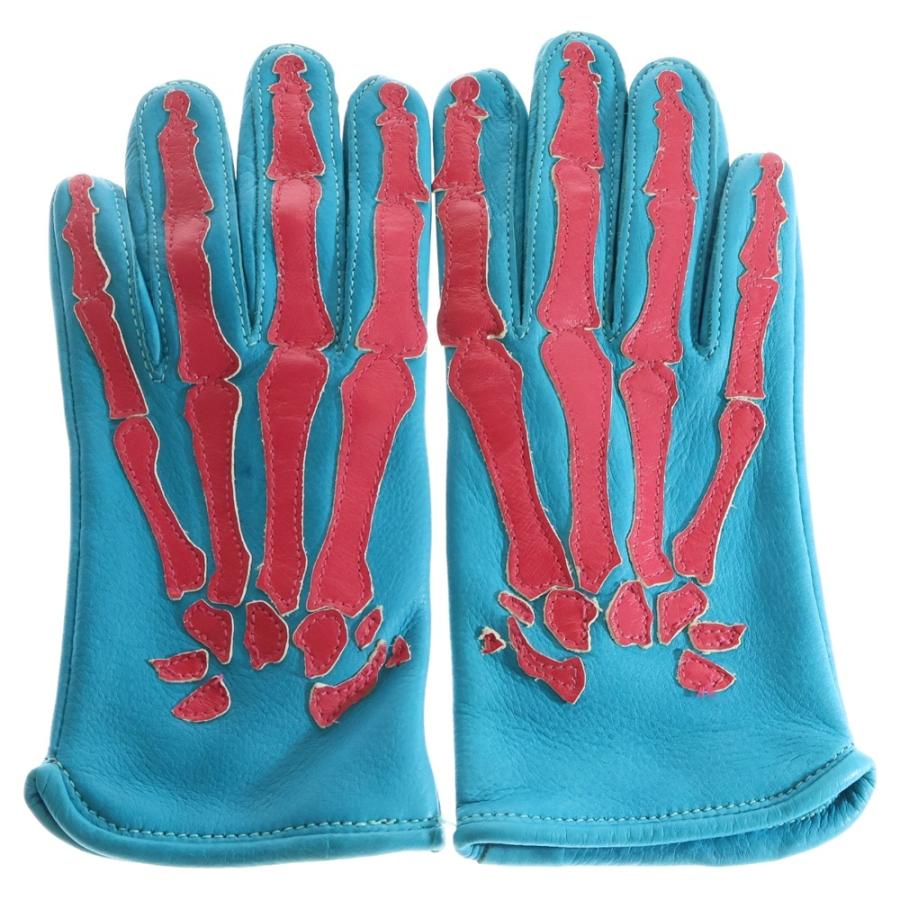 VANSON（バンソン） × BACKDROP ROPX SKELTON BONE LEATHER GLOVE TURQ 