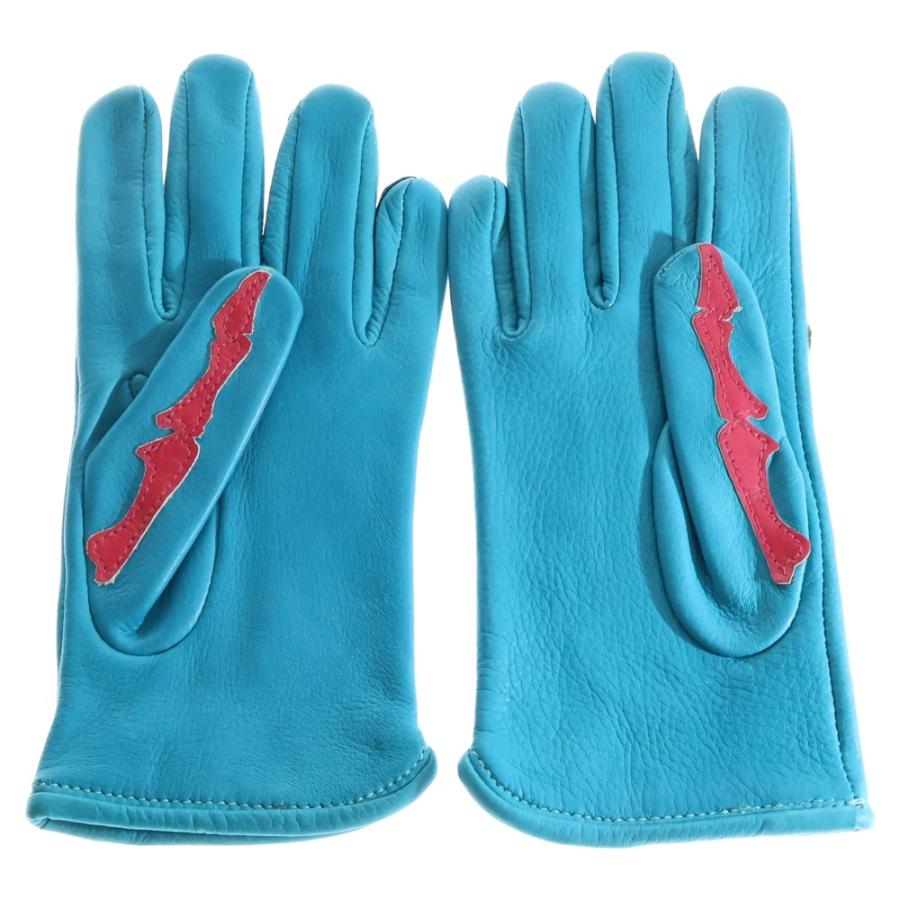 VANSON（バンソン） × BACKDROP ROPX SKELTON BONE LEATHER GLOVE TURQ 