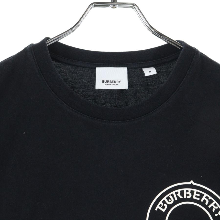 バーバリー サークルロゴ Tシャツ カットソー 半袖 プリント 黒 ■MNK6 BURBERRY（バーバリー） サークルラバーロゴプリント クルーネック半袖