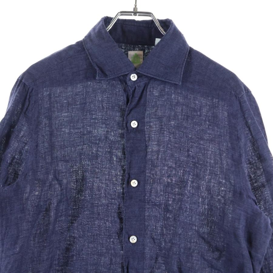 Finamore（フィナモレ） 長袖 リネンシャツ ネイビー : BRING Yahoo