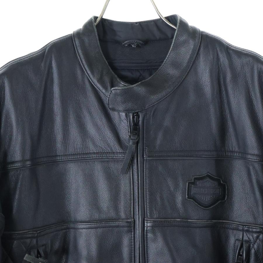 ハーレーダビットソン2way キルティング パッド有 レザージャケット L 黒 Harley Davidson（ハーレー・ダビッドソン） Padded Cafe Motorcycle