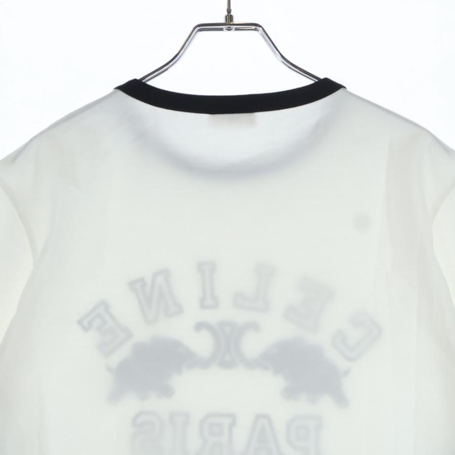 お値下げ CELINE セリーヌ 刺繍ロゴ tシャツ 白 CELINE - 良品 セリーヌ☆ワンポイント刺繍 トリオンフロゴ白tシャツ L