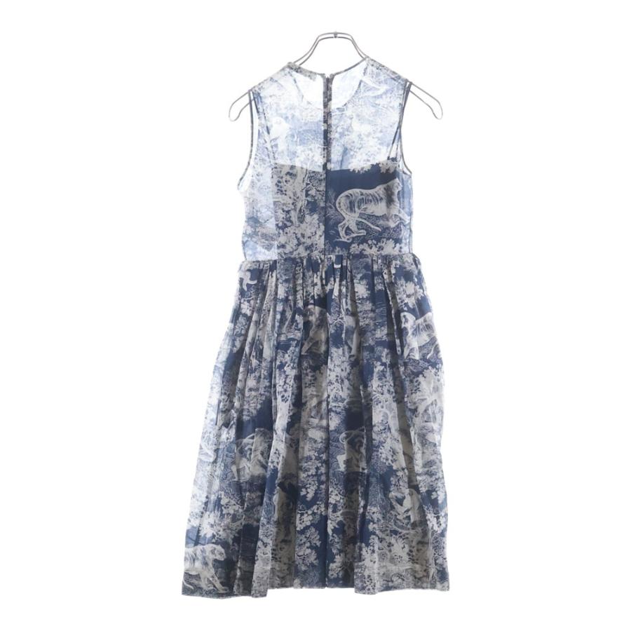 Christian Dior クリスチャンディオール 22SS トワルドゥジュイ インナー付き 総柄 ドレス ワンピース ネイビー 221R84A3846_1