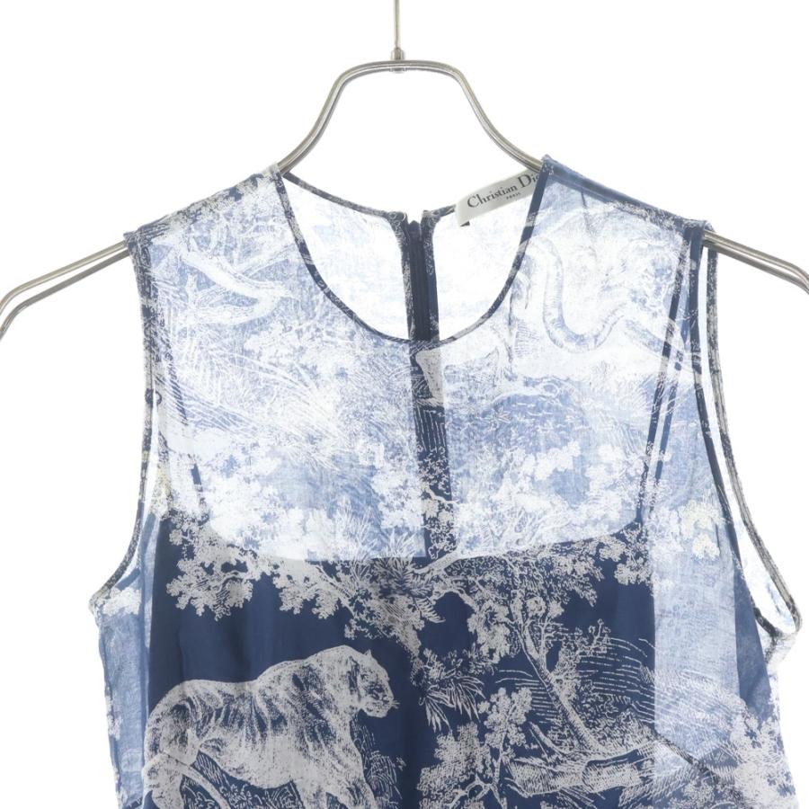 Christian Dior クリスチャンディオール 22SS トワルドゥジュイ インナー付き 総柄 ドレス ワンピース ネイビー 221R84A3846_2