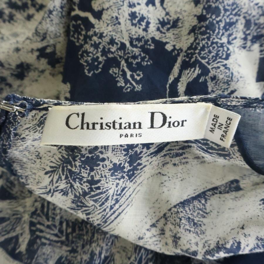 Christian Dior クリスチャンディオール 22SS トワルドゥジュイ インナー付き 総柄 ドレス ワンピース ネイビー 221R84A3846_6