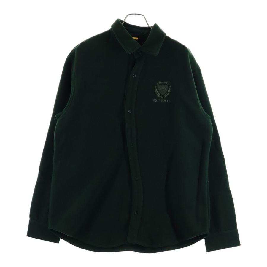 Dime ダイム Crest Shirt クレストロゴ刺繍長袖ウールシャツ グリーン Dime（ダイム） Crest Shirt クレストロゴ刺繍長袖ウールシャツ