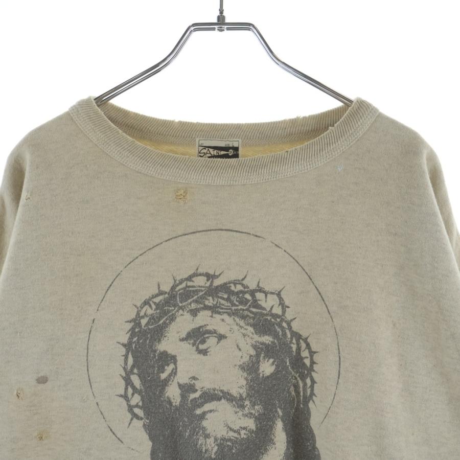 SAINT MICHAEL セントマイケル 20AW SM2 CREW SWEAT SHIRT ジーザス プリント クルーネックスウェットトレーナー グレー SM-A20-0000-009の画像