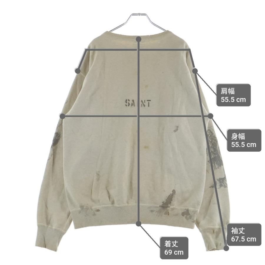 SAINT MICHAEL セントマイケル 20AW SM2 CREW SWEAT SHIRT ジーザス プリント クルーネックスウェットトレーナー グレー SM-A20-0000-009の画像