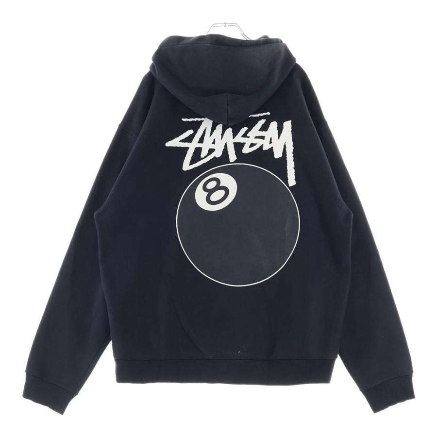 Stussy 8ボールデザイン ブラックパーカー　ヴィンテージ STUSSY（ステューシー） 8ボール 両面ストックロゴプリント プル