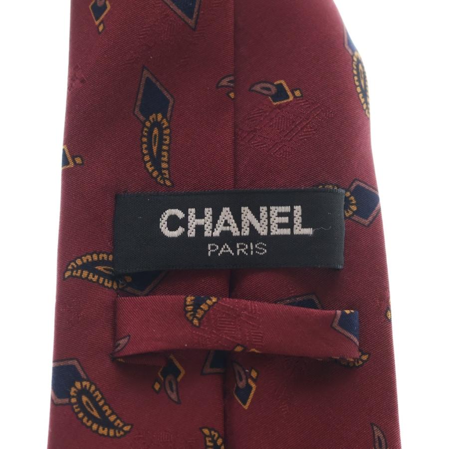 CHANEL（シャネル） ダイヤ型 ペイズリー 総柄 シルク ネクタイ ワイン